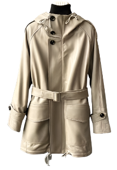 Urban Edge Hooded Leather Trench Coat