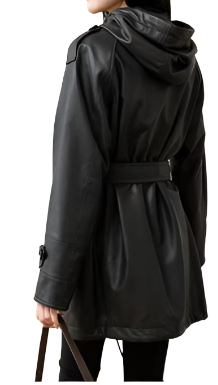 Urban Edge Hooded Leather Trench Coat