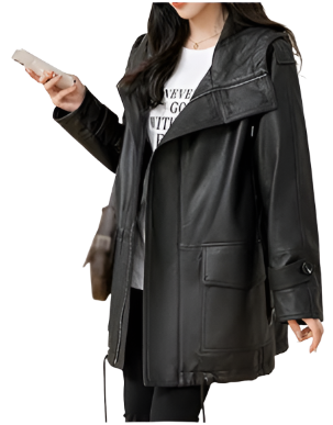 Urban Edge Hooded Leather Trench Coat