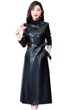 Timeless Elegance Leather Trench Coat