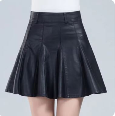 Elegant Leather Flare Skirt