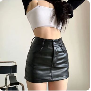 Sleek Allure Leather Mini Skirt