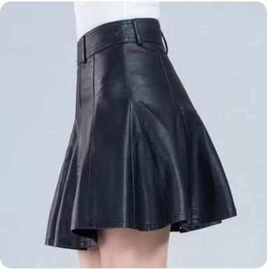 Elegant Leather Flare Skirt