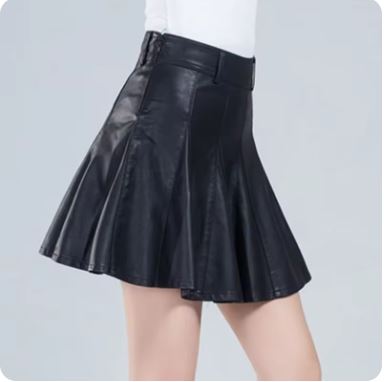 Elegant Leather Flare Skirt