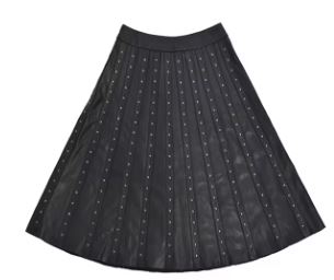 Glistening Rivet Pleated Midi Skirt