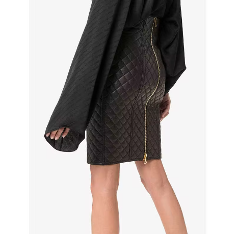 Luxury Quilted Women's Leather Skirt