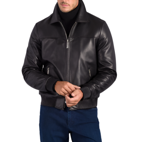 Men's Leather Bomber Jacket