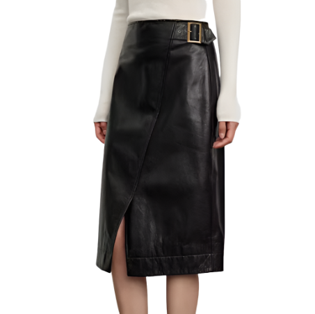 Women's Wrap Leather Skirt