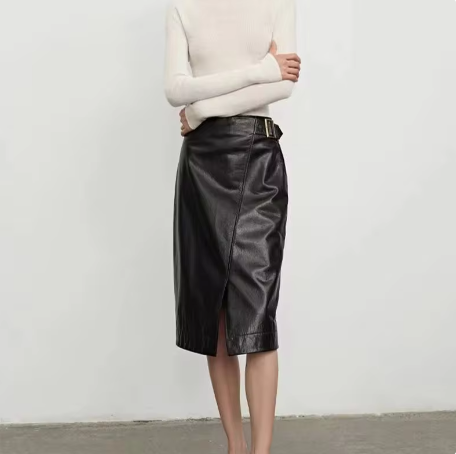 Women's Wrap Leather Skirt