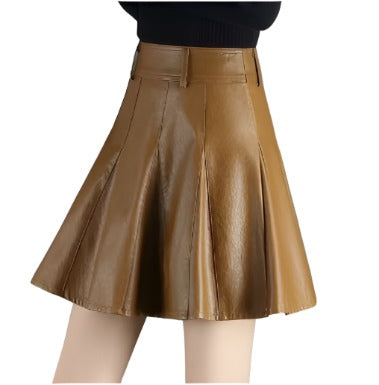 Elegant Leather Flare Skirt