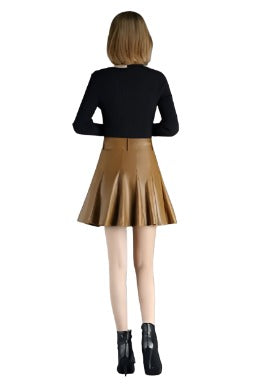 Elegant Leather Flare Skirt