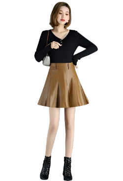 Elegant Leather Flare Skirt