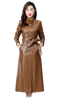 Timeless Elegance Leather Trench Coat