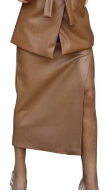 Chic High-Waist Ruched Leather Skirt