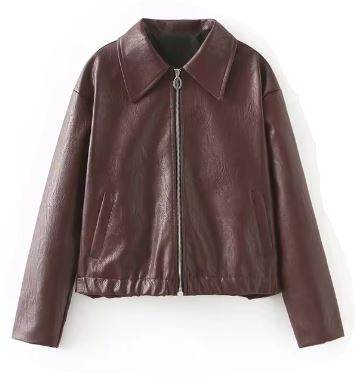 Retro Chic Leather Bomber Jacket