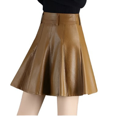 Elegant Leather Flare Skirt