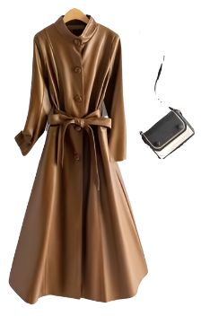 Regal Elegance Leather Trench Coat