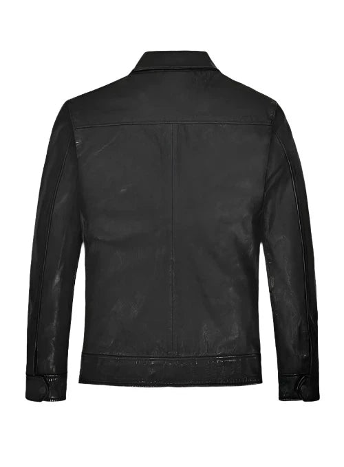 Classic Leather Moto Bomber Jacket for Men