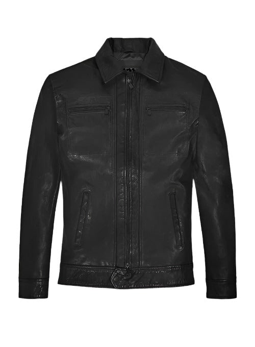 Classic Leather Moto Bomber Jacket for Men