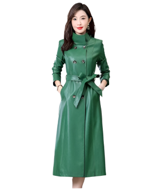 Timeless Elegance Leather Trench Coat