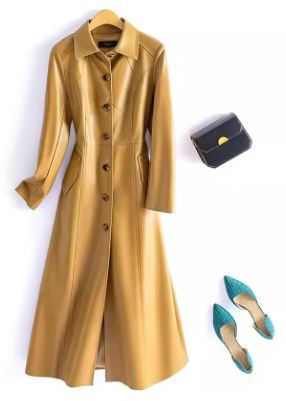 Elegant Longline Leather Trench Coat