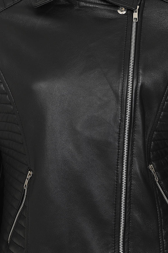 Ladies' Premium Quilted Leather Biker Jacket