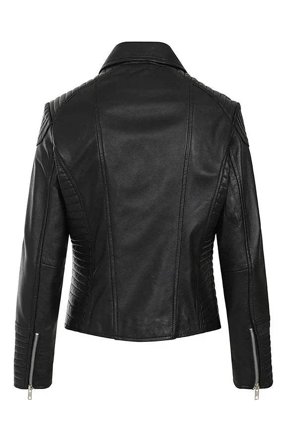 Ladies' Premium Quilted Leather Biker Jacket