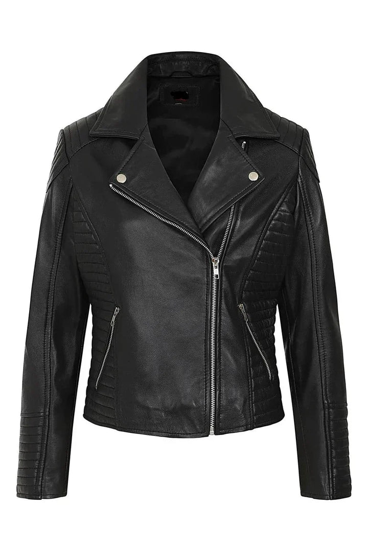 Ladies' Premium Quilted Leather Biker Jacket