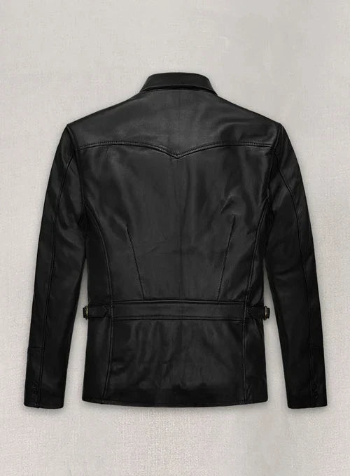 Men's Leather Jacket with Zip Pockets