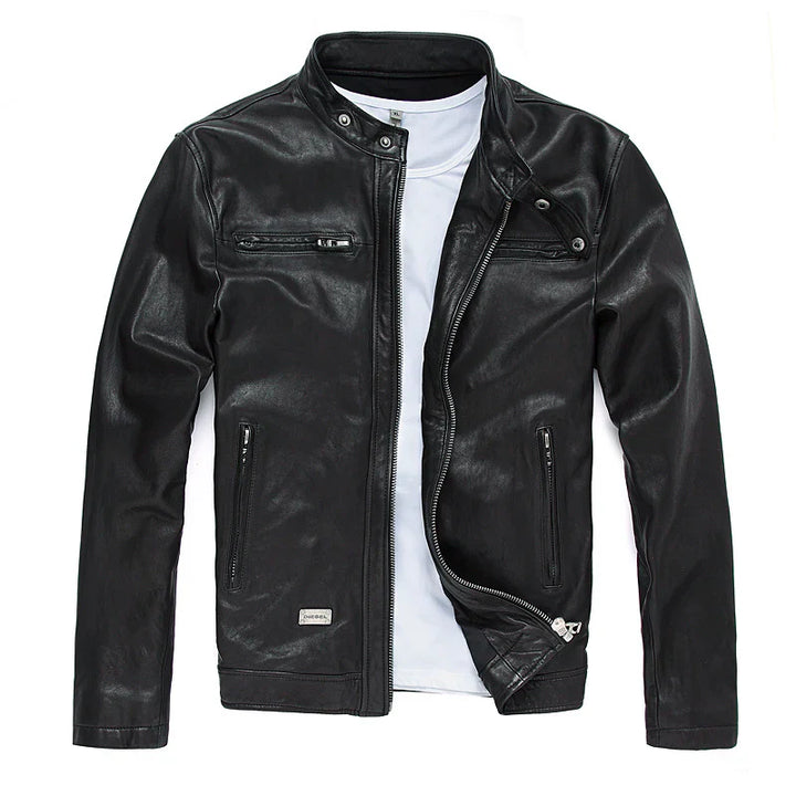 Men's Classic Genuine Leather Moto Jacket