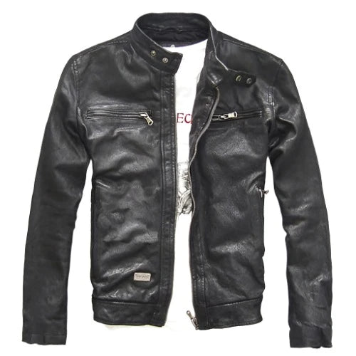 Men's Classic Genuine Leather Moto Jacket