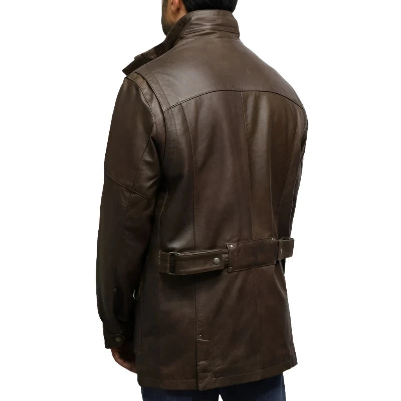 Men's Classic Leather Biker Coat