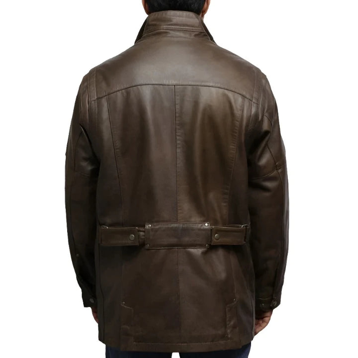 Men's Classic Leather Biker Coat