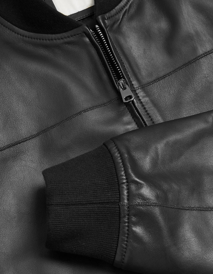 Men's Classic Leather Bomber Jacket