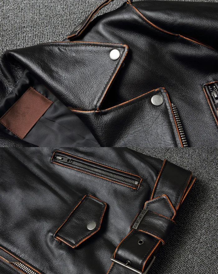 Men's Leather Biker Jacket