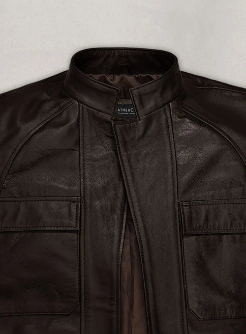 Men's Distressed Leather Bomber Jacket