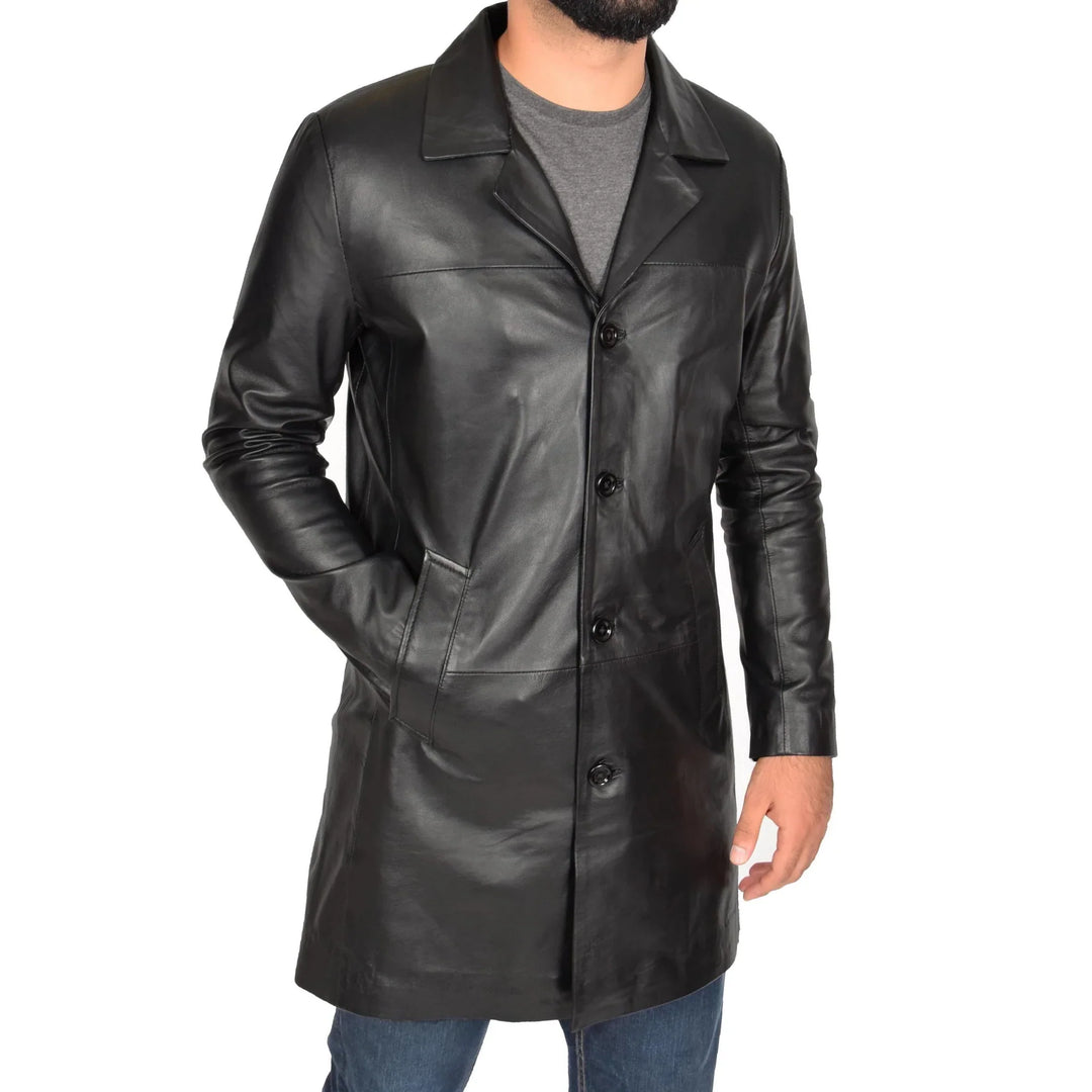 Men's Genuine Leather Overcoat