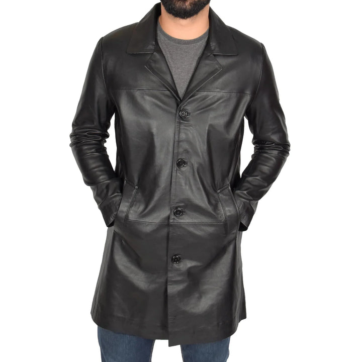 Men's Genuine Leather Overcoat