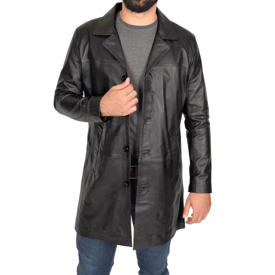 Men's Genuine Leather Overcoat