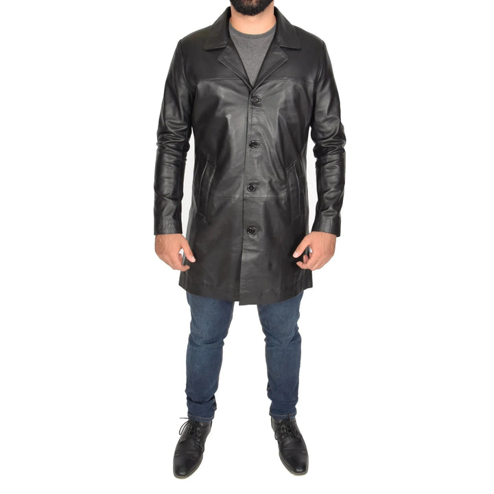 Men's Genuine Leather Overcoat