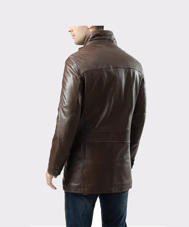 Men's Leather Long Coat