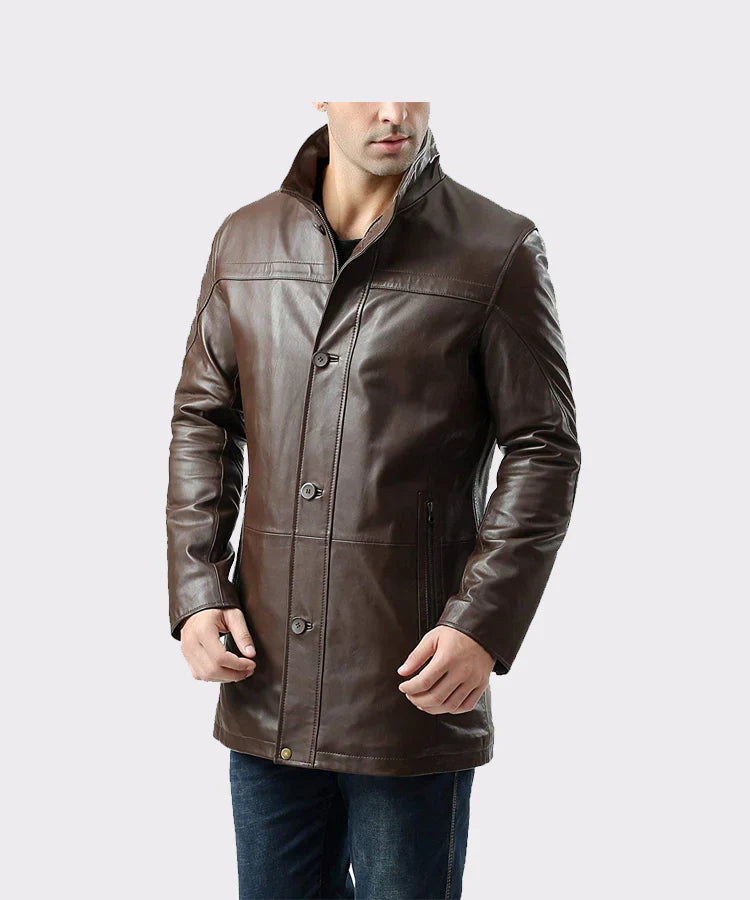 Men's Leather Long Coat