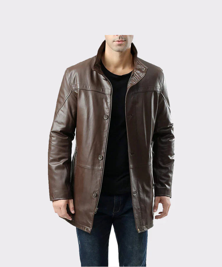 Men's Leather Long Coat