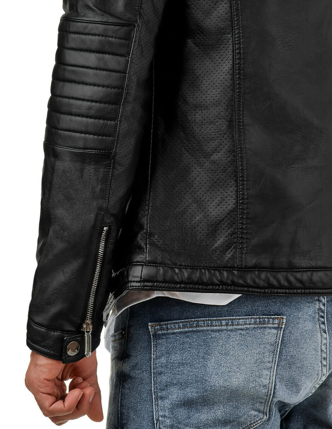 Men's Leather Padded Biker Jacket