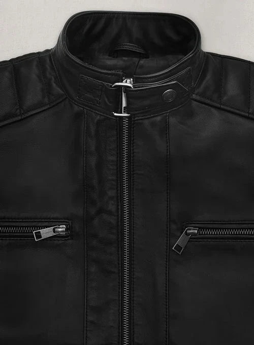 Men's Quilted Leather Bomber Jacket