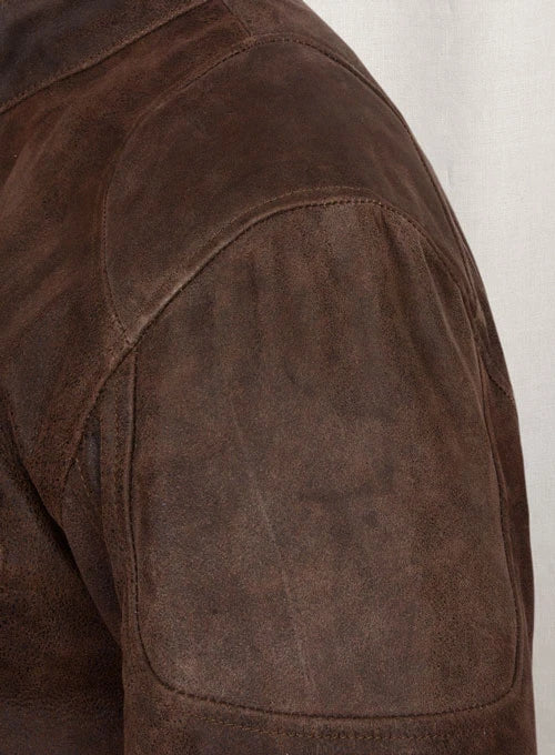 Men's Rugged Leather Rider Bomber Jacket