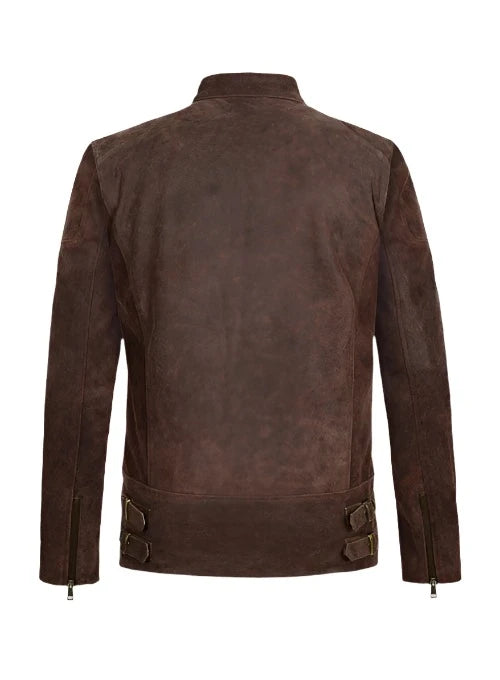 Men's Rugged Leather Rider Bomber Jacket