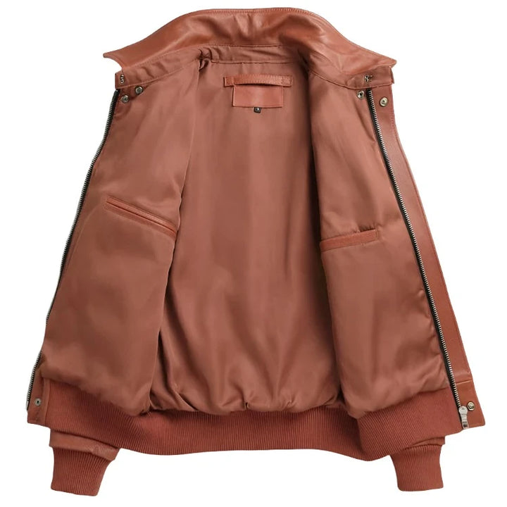 Men's Vintage Style Leather Bomber Jacket
