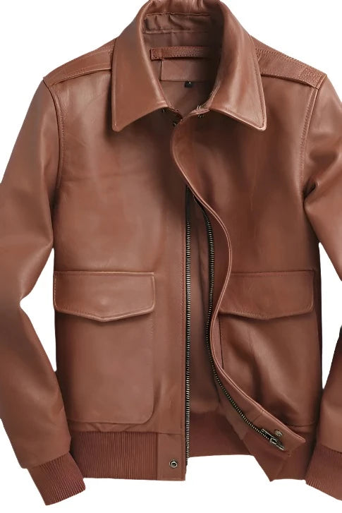 Men's Vintage Style Leather Bomber Jacket
