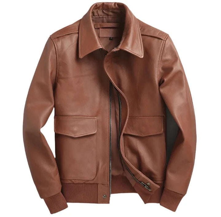 Men's Vintage Style Leather Bomber Jacket